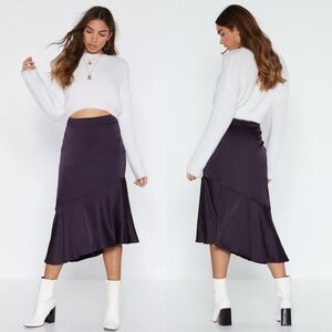 NEW Jason Wu Matte Satin Tiered Skirt in Purple, Size L New Original Packaging